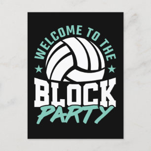 Herzlich willkommen im Block Party Funny Volleybal Postkarte