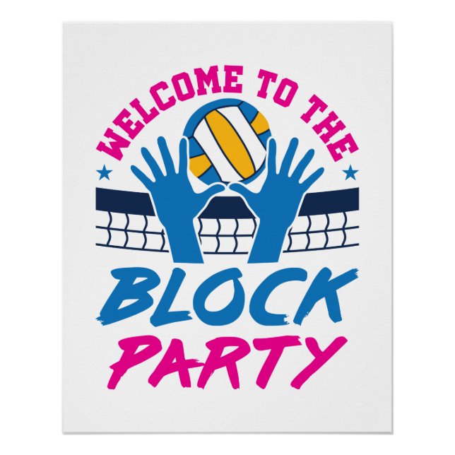 Herzlich willkommen im Block Party Volleyball Play Poster (Vorderseite)