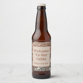 Herzlich Willkommen im Cabin Tree Bark Foto Rustic Bierflaschenetikett