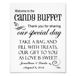 Herzlich willkommen im Candy Buffet Wedding Sign B Fotodruck