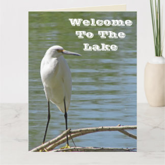 Herzlich Willkommen im Lake White Egret Foto Dankeskarte