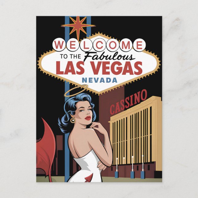 Herzlich willkommen im Las Vegas Nevada Postkarte (Vorderseite)