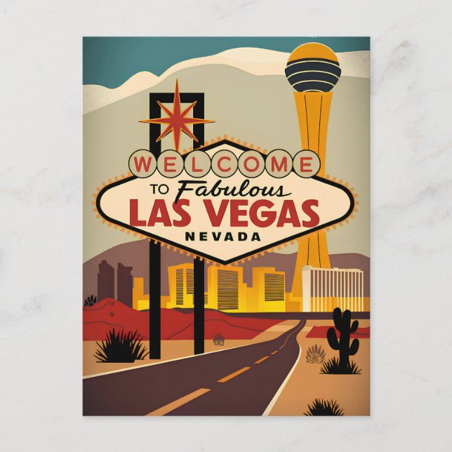 Herzlich willkommen im Las Vegas Nevada Postkarte (Vorderseite)