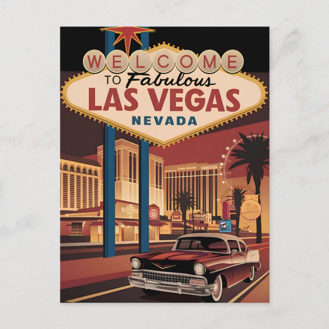 Herzlich willkommen im Las Vegas Nevada Postkarte (Vorderseite)