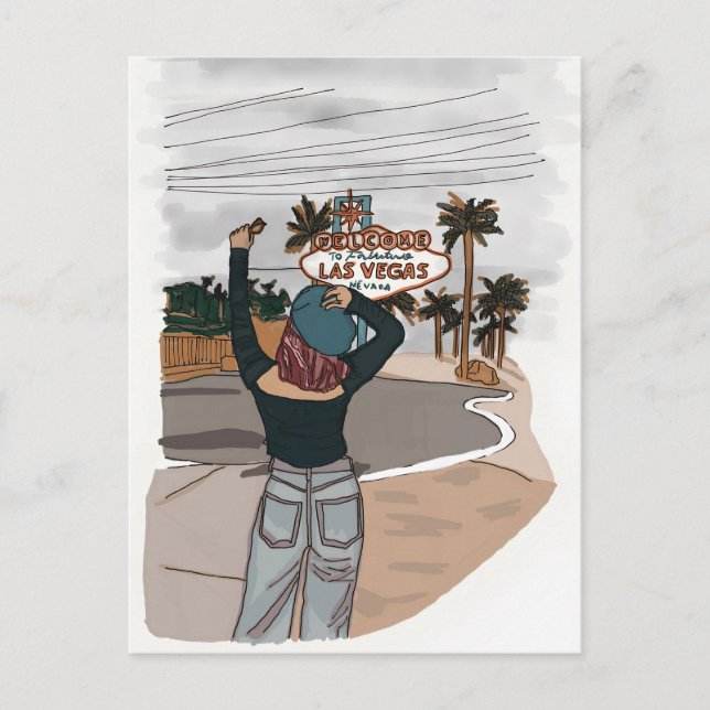 Herzlich willkommen im Lasvegas Karo vor Ort. Postkarte (Vorderseite)