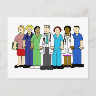 Herzlich willkommen im Medical Team, Cartoon. Postkarte