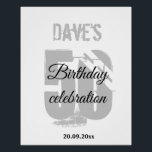 Herzlich willkommen im modernen Weiß im 50. Lebens Poster<br><div class="desc">White Gray Personalisiert 50th any Age Birthday Party Willkommenspender</div>