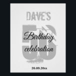 Herzlich willkommen im modernen Weiß im 50. Lebens Poster<br><div class="desc">White Gray Personalisiert 50th any Age Birthday Party Willkommenspender</div>