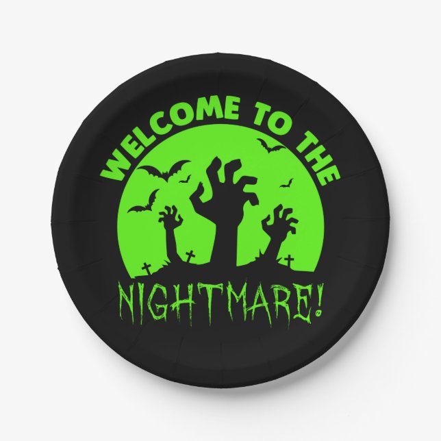 Herzlich willkommen im Nightmare Green Halloween 7 Pappteller (Vorderseite)