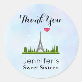 Herzlich Willkommen in Paris mit Eiffelturm Geburt Runder Aufkleber