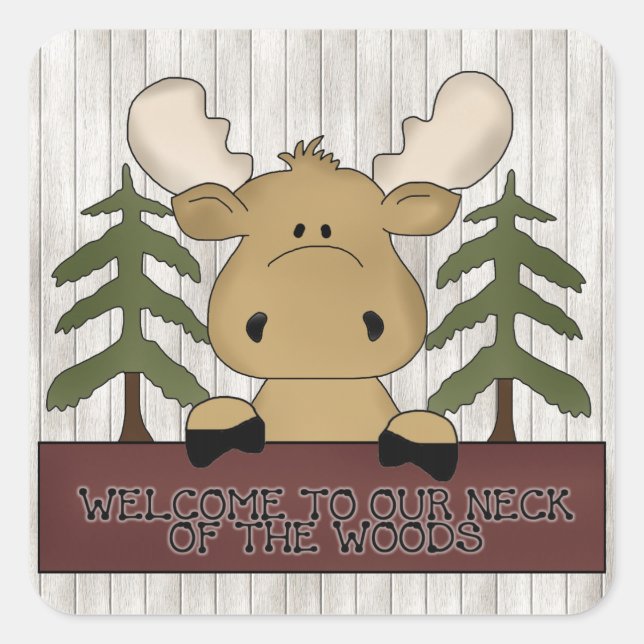 Herzlich willkommen in unserem Hals des Holzaufkle Quadratischer Aufkleber (Vorderseite)