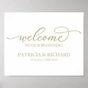 Herzlich Willkommen in unserem neuen Chic Gold Scr Poster