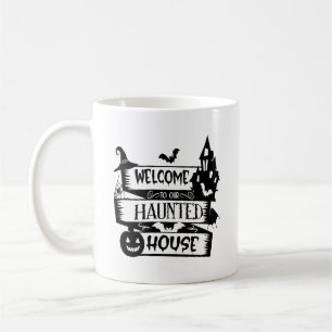 Herzlich willkommen in unserer Spuk Haus Typografi Kaffeetasse
