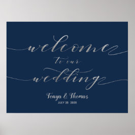 Herzlich willkommen unser Hochzeitssymbol für Silb Poster