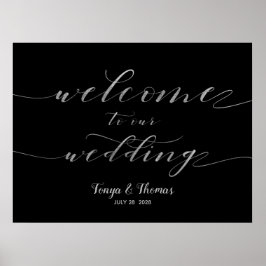 Herzlich willkommen unser Hochzeitssymbol für Silb Poster