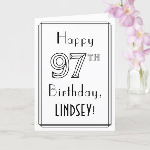 Herzlich willkommen zum 97. Geburtstag, Art-Déco-S Karte