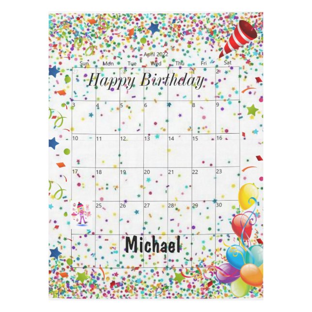 Herzlich willkommen zum Geburtstag im April 2022 Tischdecke (Vorderseite)