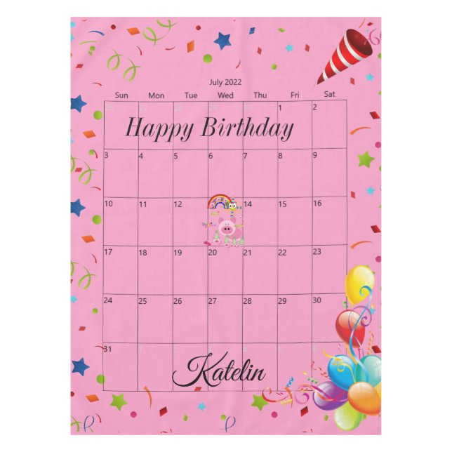 Herzlich willkommen zum Geburtstag Juli 2022 Tischdecke (Vorderseite)