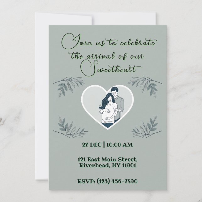 Herzliche Babyduschkarte mit den erwarteten Eltern Einladung (Vorderseite)