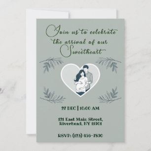 Herzliche Babyduschkarte mit den erwarteten Eltern Einladung