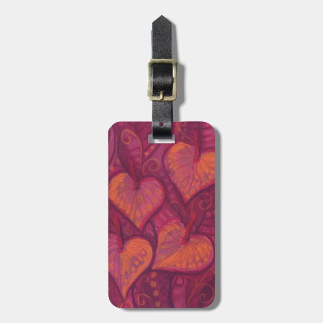 Herzliche Blume, blumenreiche Herzen, rosa, rot un Gepäckanhänger (Vorderseite vertikal)