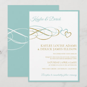 Herzliche Einladungen für Hochzeiten   Lt Turquois