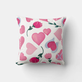 Herzliche Embrase: Tulips und Liebe-Symbole Kissen