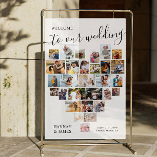 Herzliche FotoCollage 29 Pic White Wedding Willkom Acrylschild