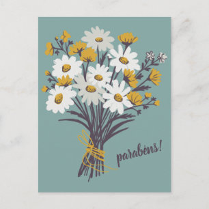 HERZLICHE GLÜCKWÜNSCHE Daisy Bouquet Individuell Postkarte