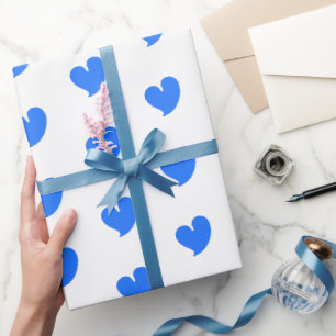 Herzliche Herzen - Blau und Weiß - Geschenkpapier