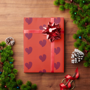Herzliche Herzen - Burgundrot und Rot - Geschenkpa Geschenkpapier