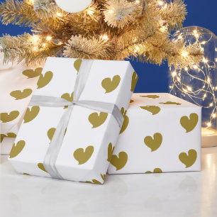 Herzliche Herzen - Gold und Weiß - Geschenkpapier