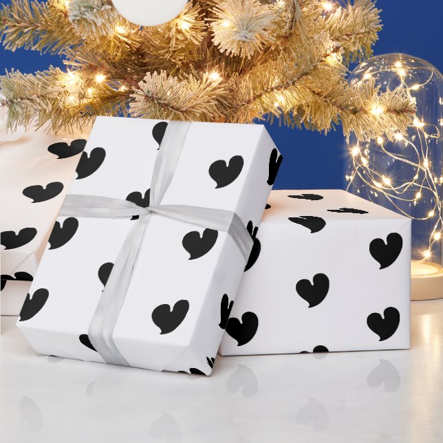 Herzliche Herzen - Schwarz und Weiß - Geschenkpapi Geschenkpapier (Feiertage)