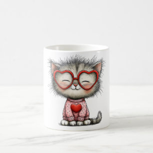 Herzliche Kaffeetasse mit Design einer Katze