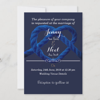 Herzliche Liebe Knot Navy Blue Wedding Einladung