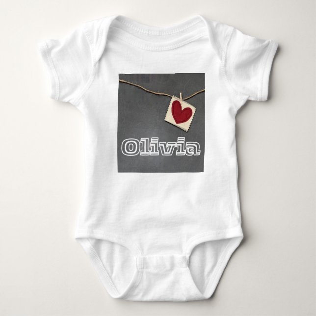 Herzliche Liebe Olivia Baby Bodysuit. Baby Strampler (Vorderseite)