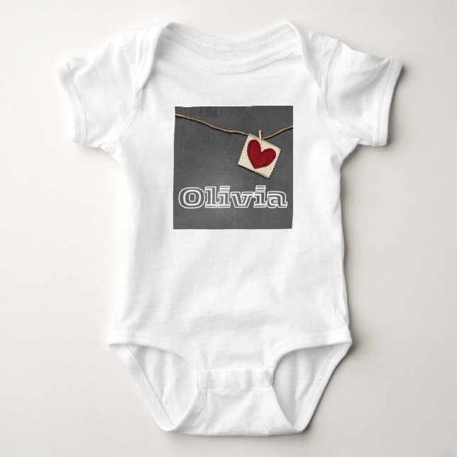 Herzliche Liebe Olivia Baby Bodysuit. Strampler (Vorderseite)