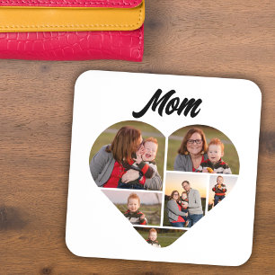 Herzliche Mama Geschenk Herzform Foto Collage Getränkeuntersetzer