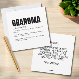 Herzliche Oma-Definitions-Grußkarte Feiertagskarte