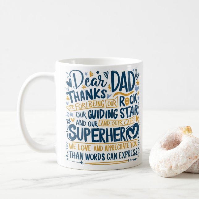 Herzliche Typografie des Vaters Kaffeetasse (Mit Donut)