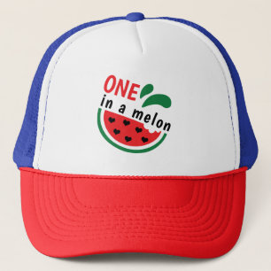 Herzliche Wassermelone EINS in einer Melone Truckerkappe