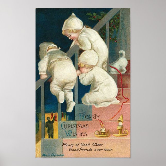 Herzliche Weihnachten wünscht Kid's Peeking Card Poster (Vorne)