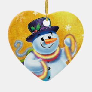 Herzliche Weihnachtsbaumdekoration Snowman & tinse Keramik Ornament