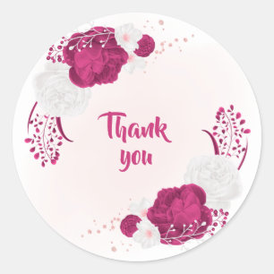 Herzlichen Dank an die fuchsia & white Blume Runder Aufkleber