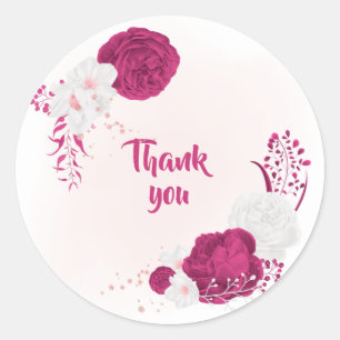 Herzlichen Dank an die fuchsia & white Blume Runder Aufkleber