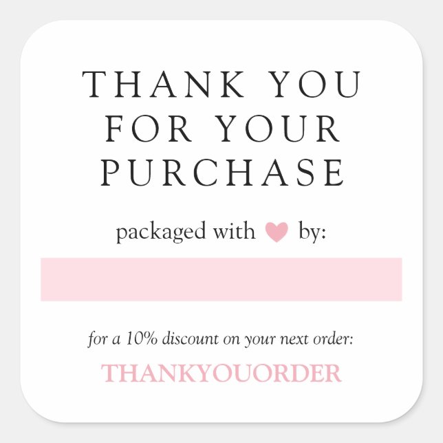 Herzlichen Dank für die Bestellung Quadratischer Aufkleber (Vorderseite)