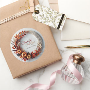 Herzlichen Dank für Ihren modernen Erntedank Kranz Runder Aufkleber