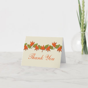 Herzlichen Dank Karte mit Herbstlaub-Rand, Orange/