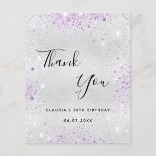 Herzlichen Dank zum Geburtstag Silberner lila Glit