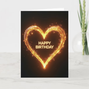 Herzlichen Geburtstag Karte mit goldenem Herzen